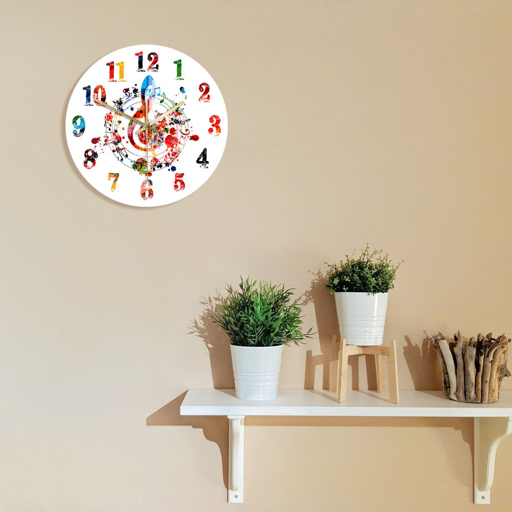 Colorful G Clef Wall Clock
