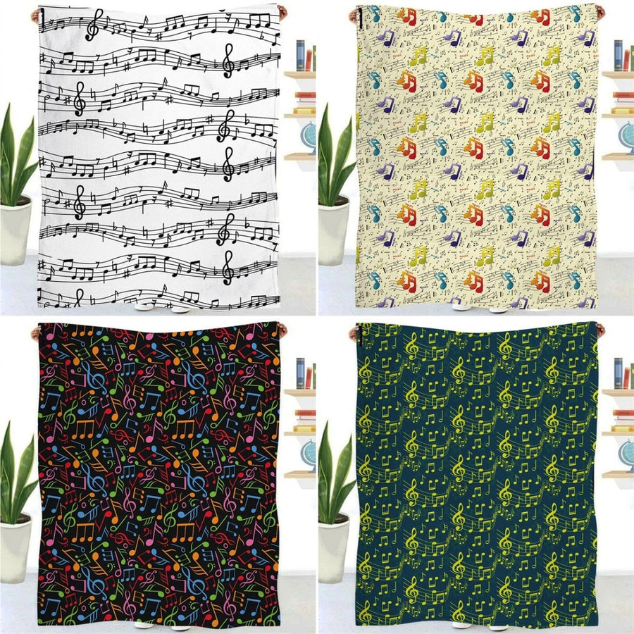 Music Note Pattern Flannel Blanket