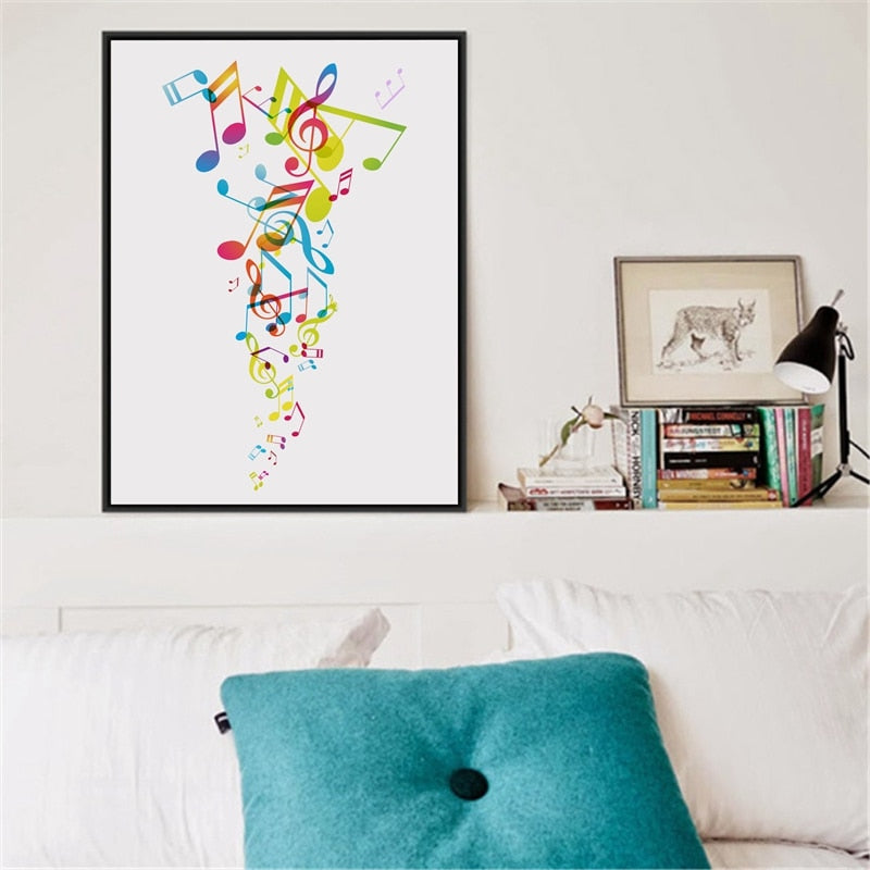 Colorful Music Notes Canvas Wall Art