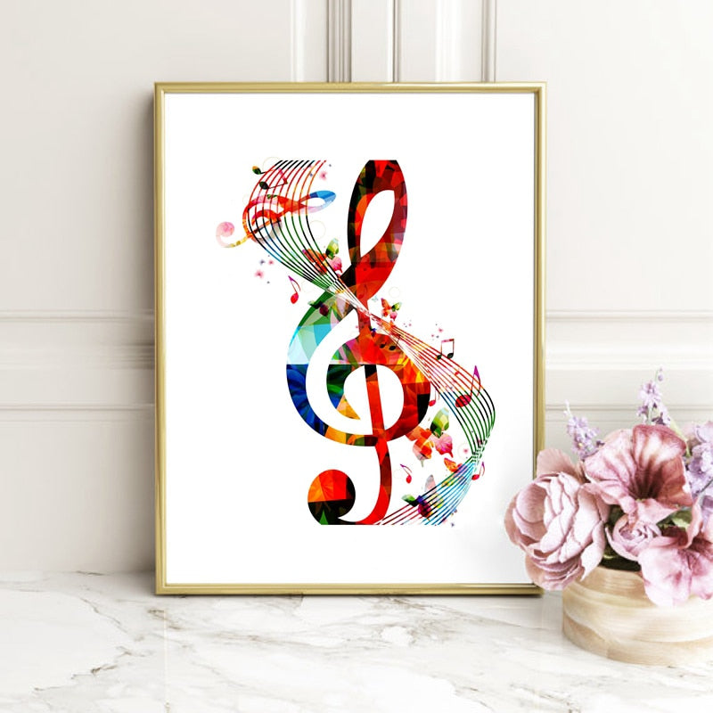 Colorful Music Notes Canvas Wall Art