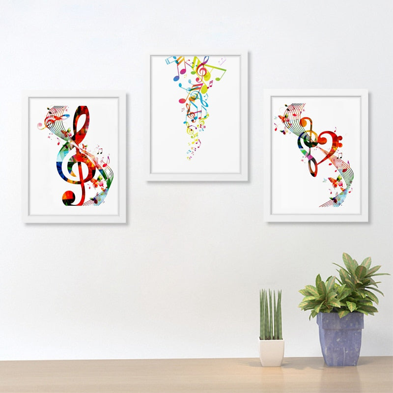 Colorful Music Notes Canvas Wall Art