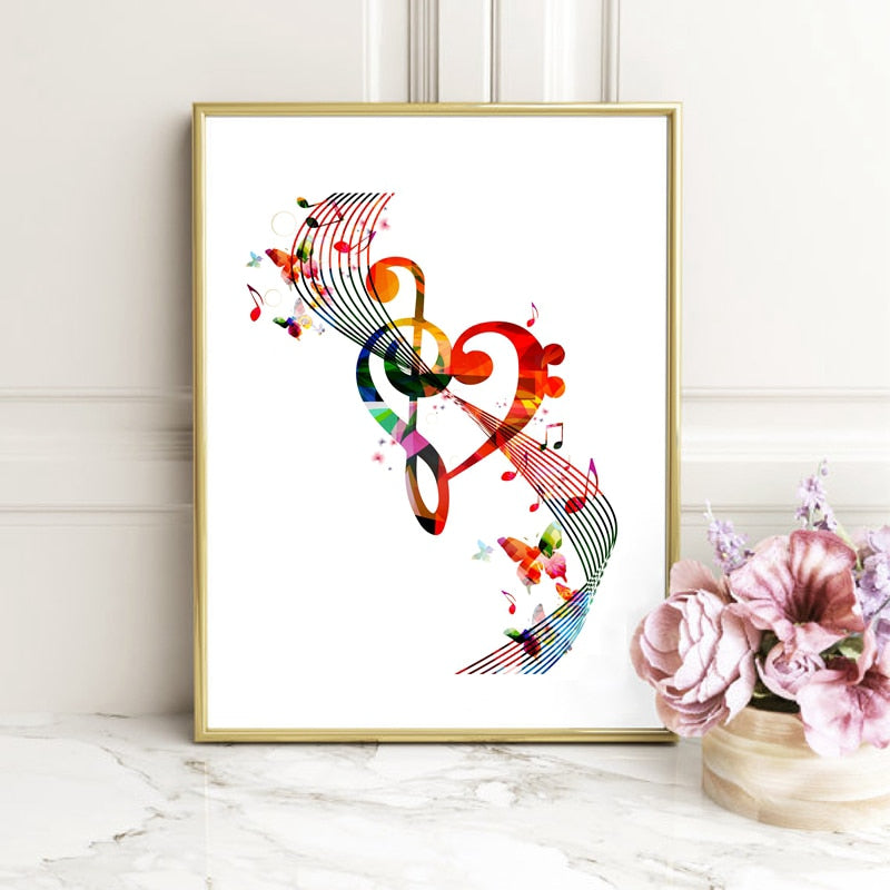 Colorful Music Notes Canvas Wall Art