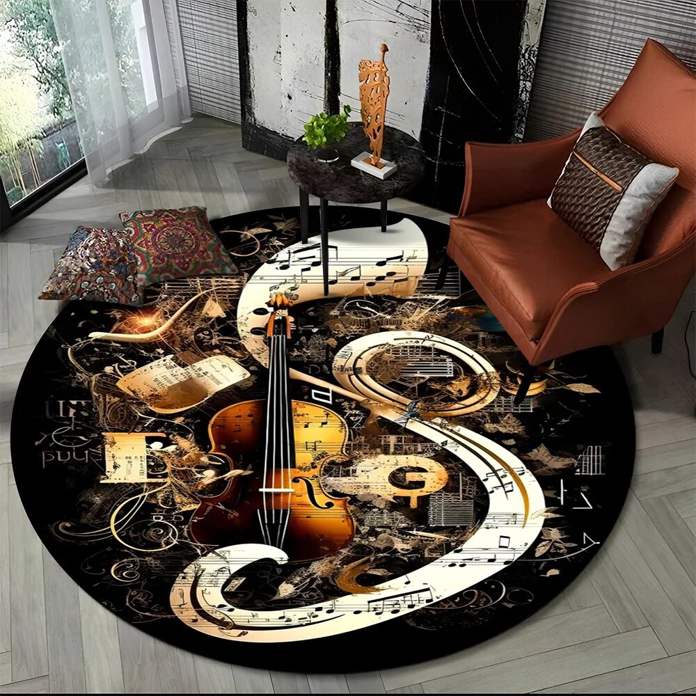 Music Note Art Round Carpet