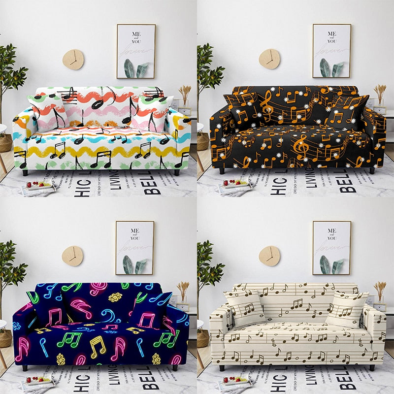 Colorful Music Notes Sofa Cover