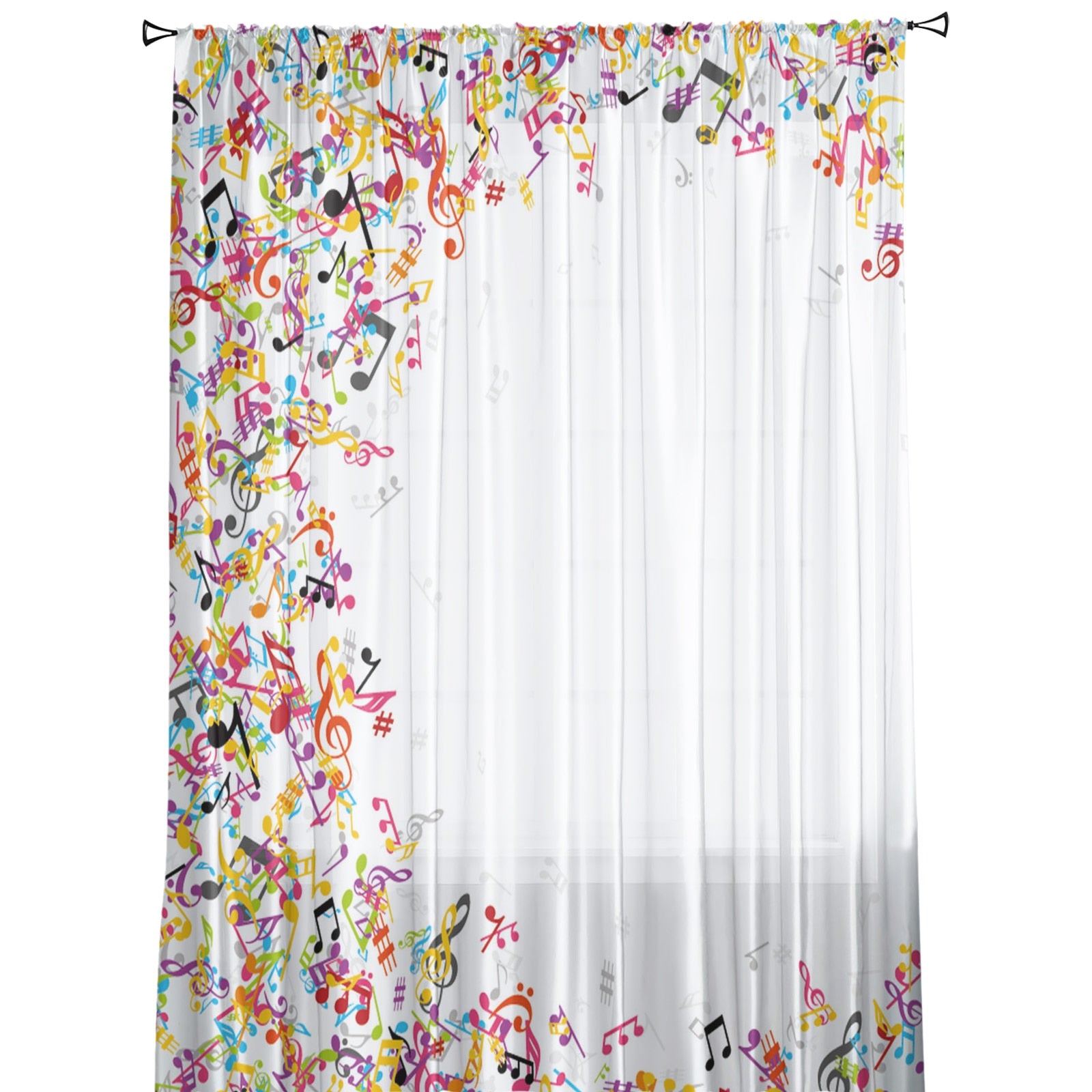 Colorful Music White Curtain