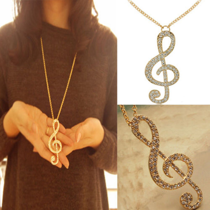 Free - Crystal Music Note Necklace &Pendant
