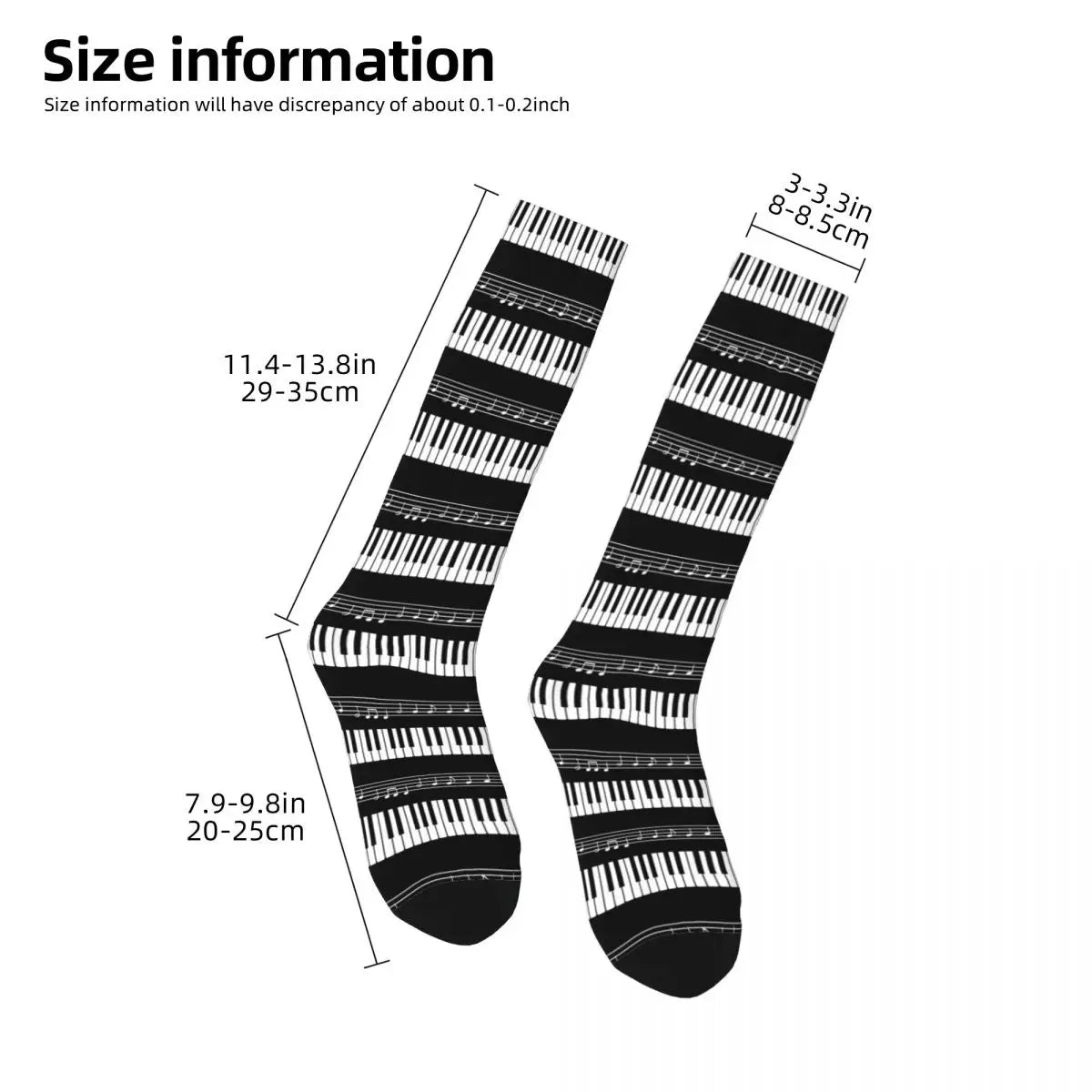 Piano Keyboard & Music Notes Socks