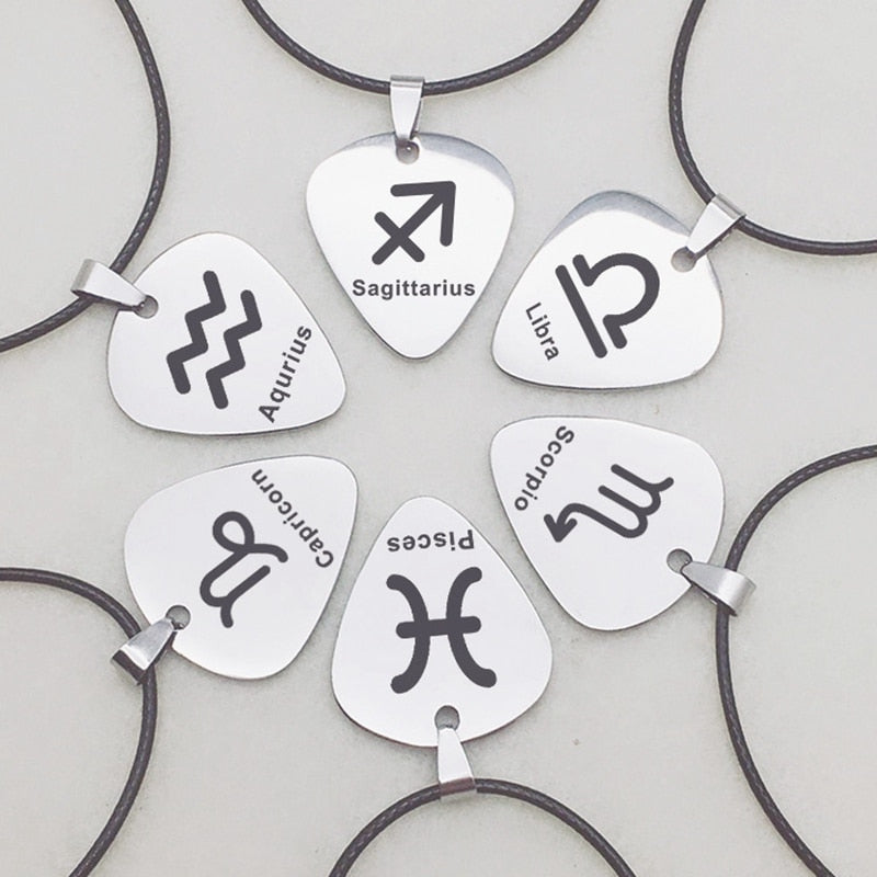 Creative Zodiac Guitar Pick Necklace