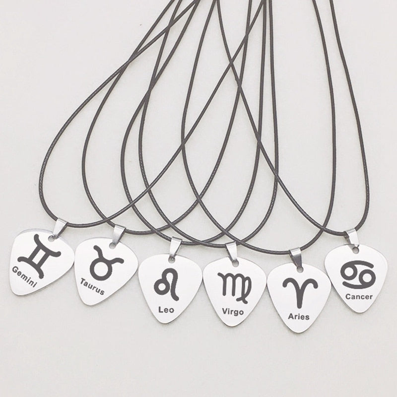 Creative Zodiac Guitar Pick Necklace