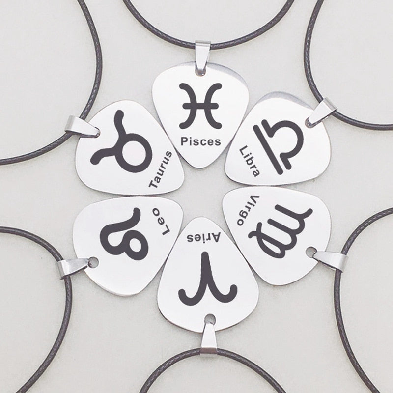 Creative Zodiac Guitar Pick Necklace