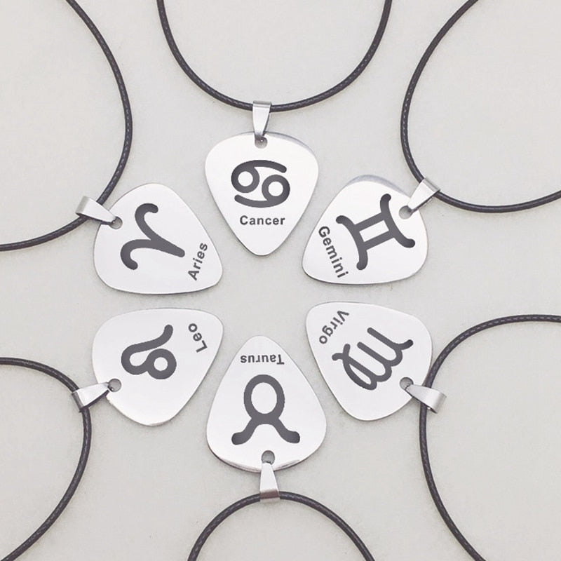 Creative Zodiac Guitar Pick Necklace