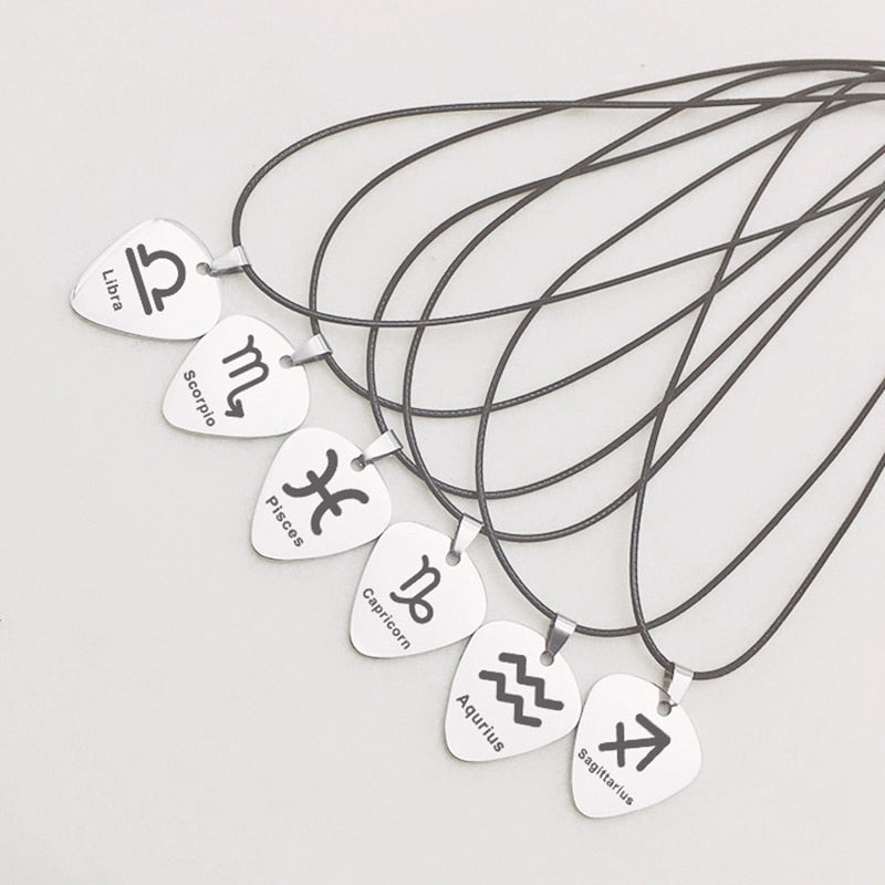 Creative Zodiac Guitar Pick Necklace