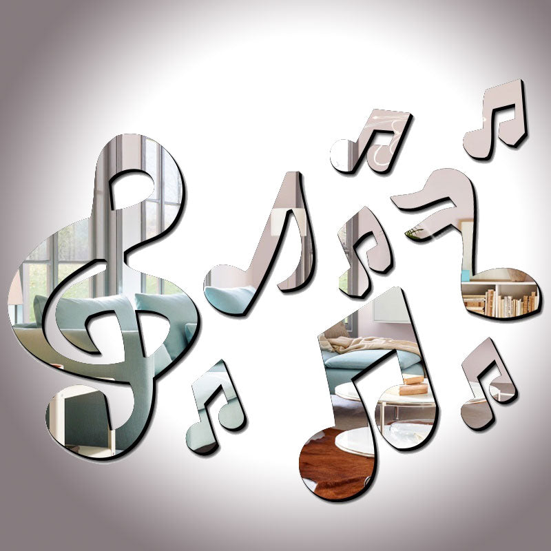 Music Notes Mirrors Wall Sticker