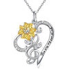 Sunflower Music Heart Quote Necklace