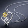 Sunflower Music Heart Quote Necklace