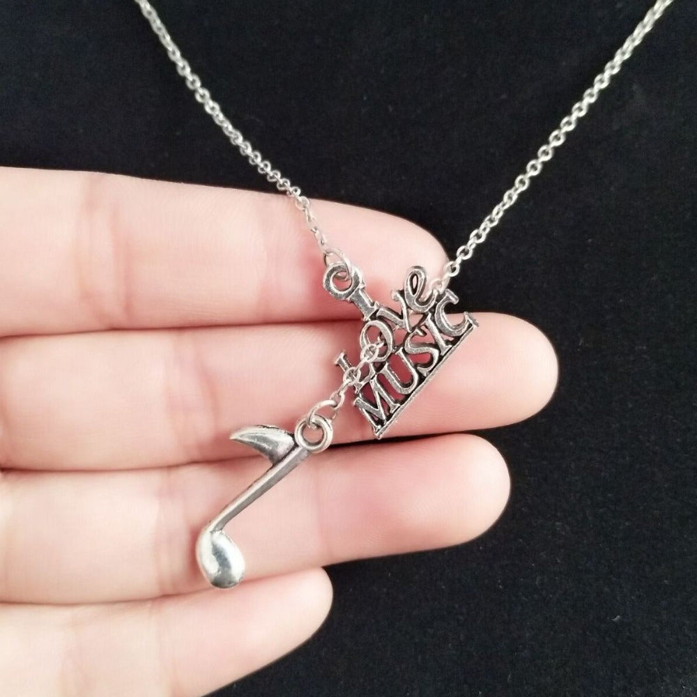 I Love Music Pendant Necklace