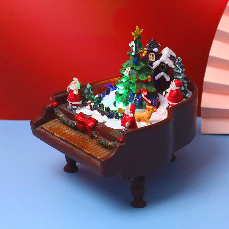 LED Piano Snow House Décor Ornament