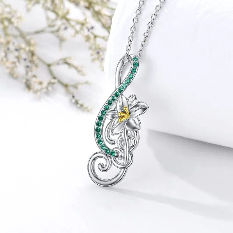 Music Note Daisy Gemstone Necklace