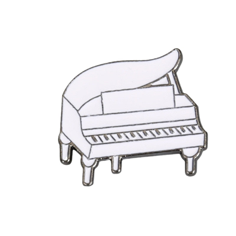 White Music Instruments Brooch