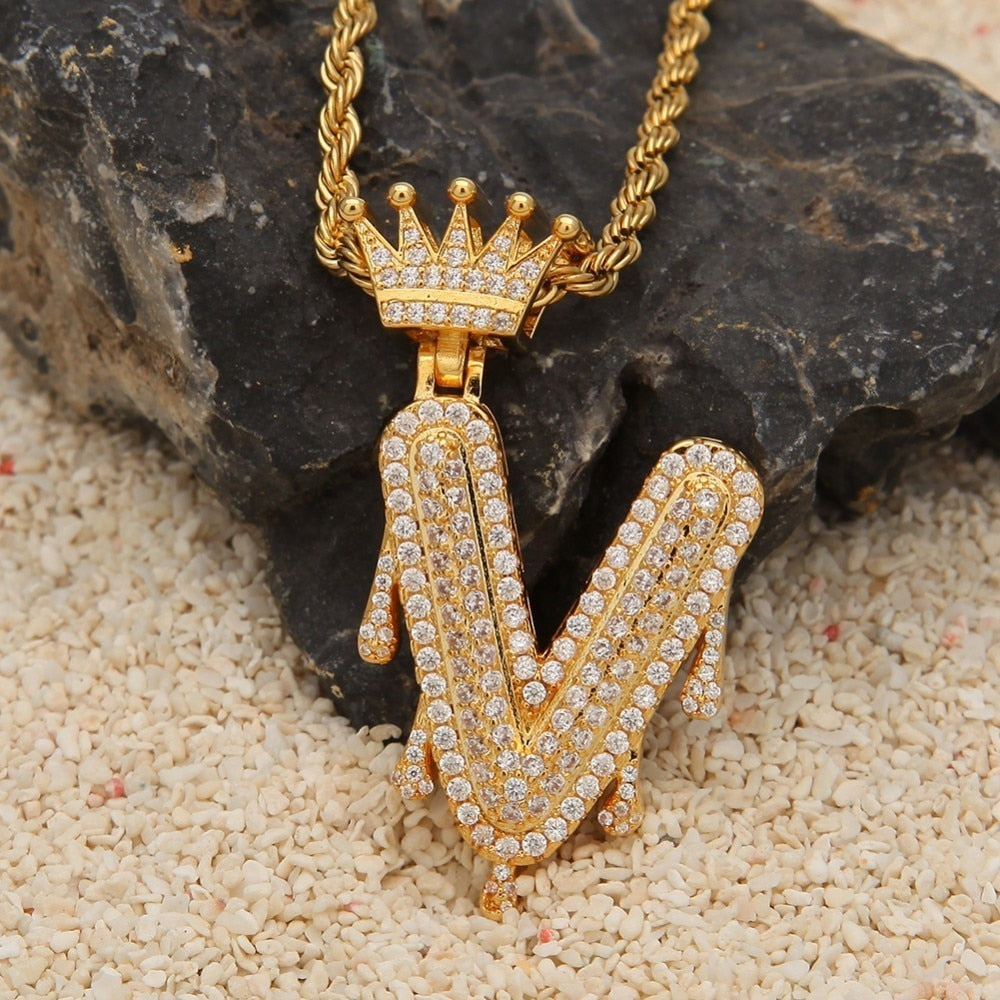 Crown Letter DJ Style Necklace