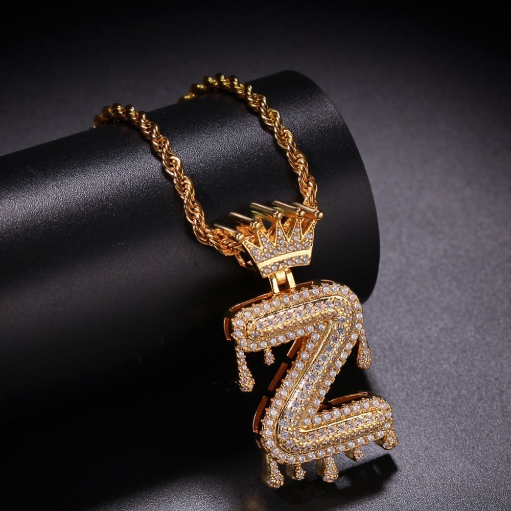 Crown Letter DJ Style Necklace
