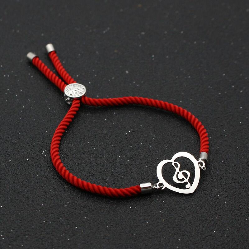 Treble Clef Heart Rope Bracelet