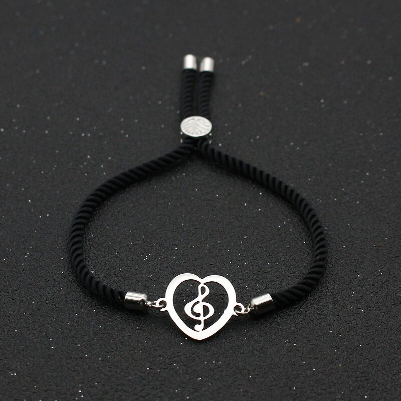 Treble Clef Heart Rope Bracelet