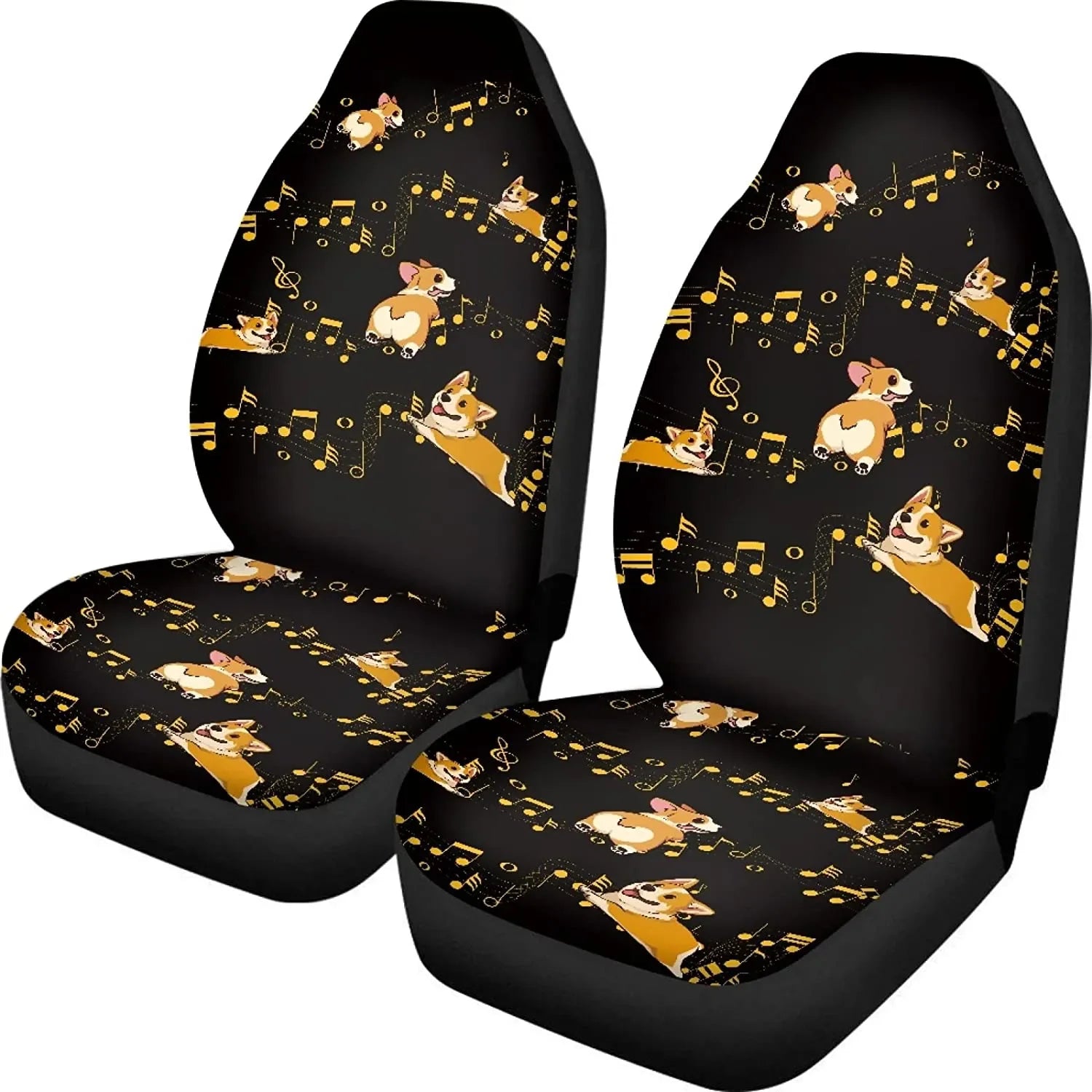 Corgi & Music Print Car Seat Cover Set