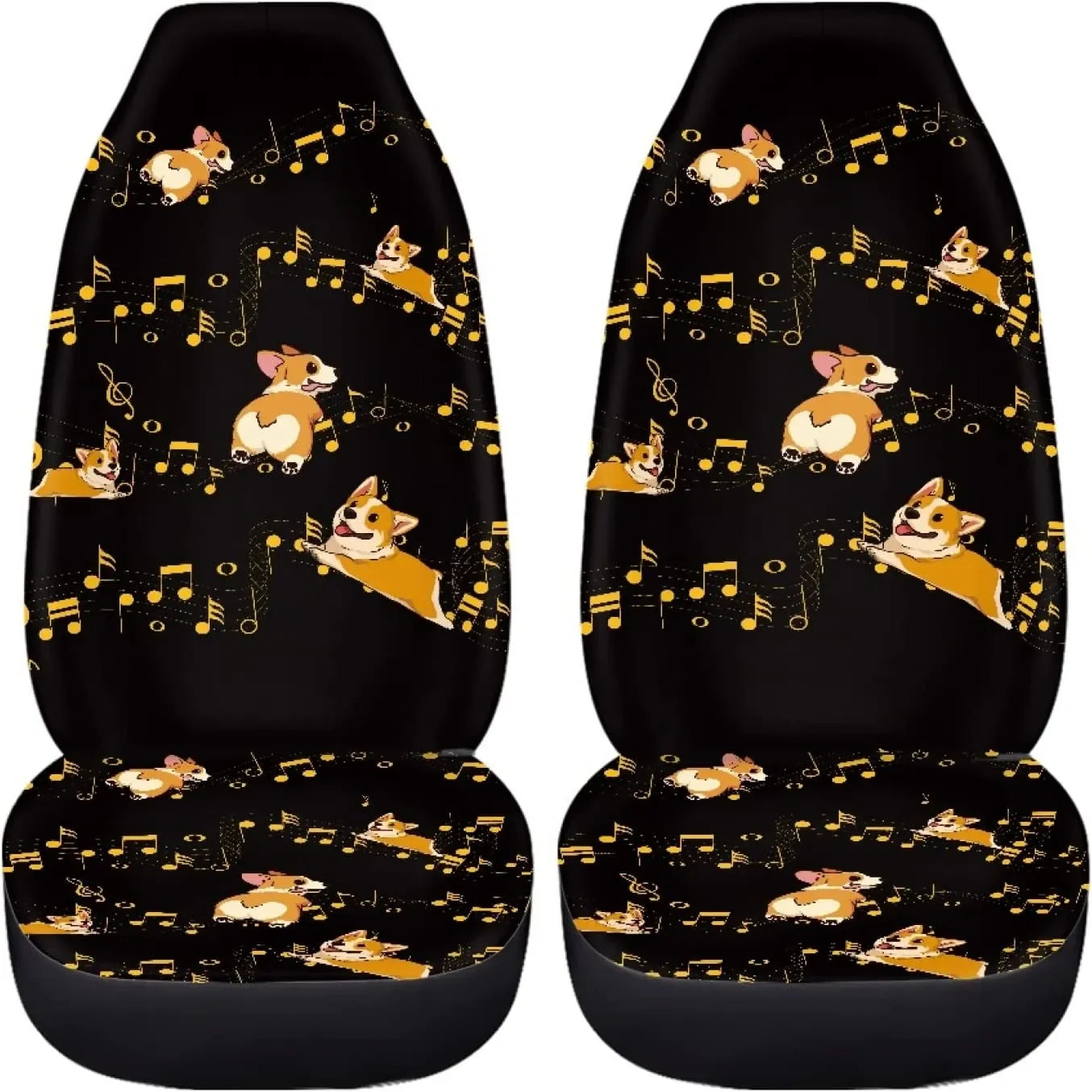 Corgi & Music Print Car Seat Cover Set