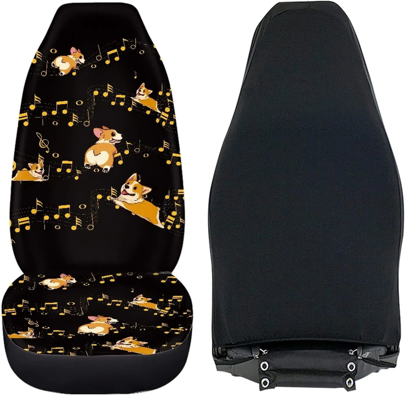 Corgi & Music Print Car Seat Cover Set