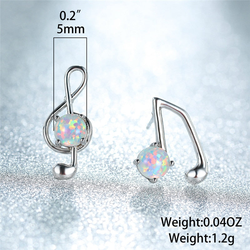 Opal Asymmetric Music Earrings