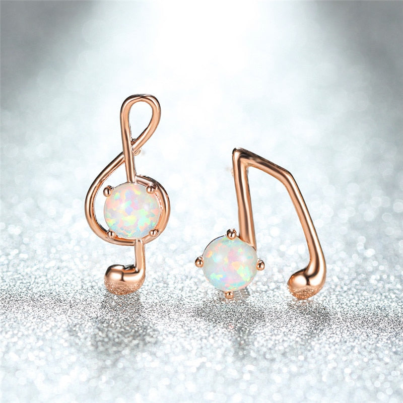 Opal Asymmetric Music Earrings