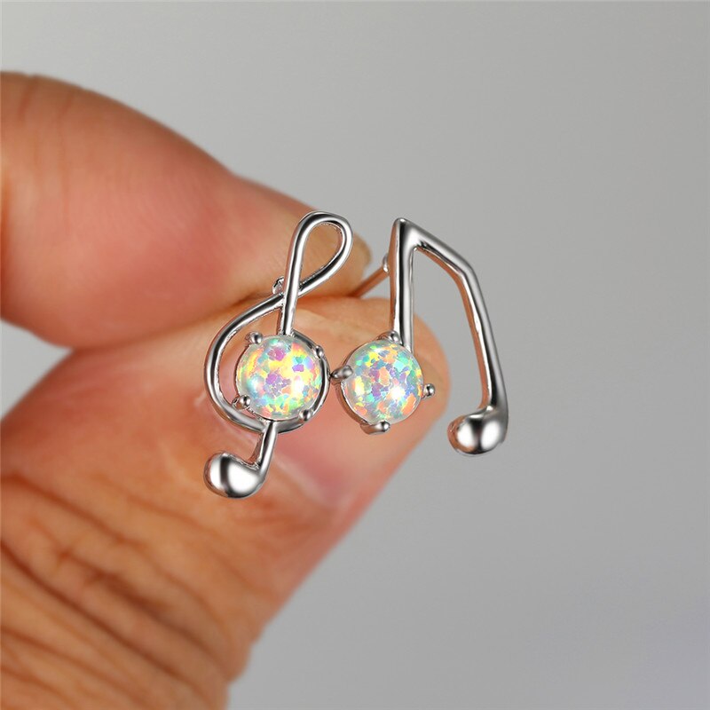 Opal Asymmetric Music Earrings