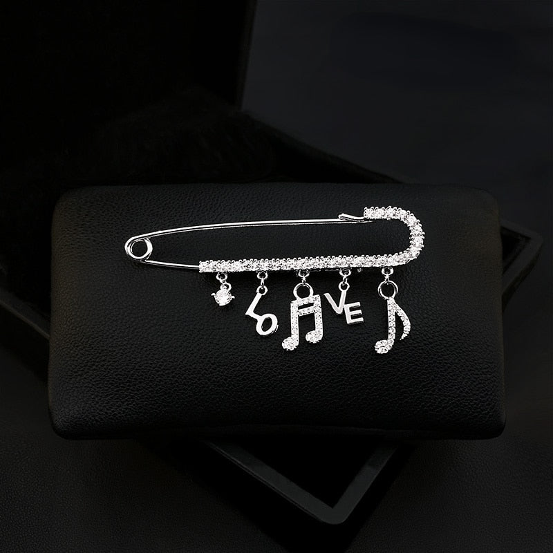Music Note Zirconia Pin