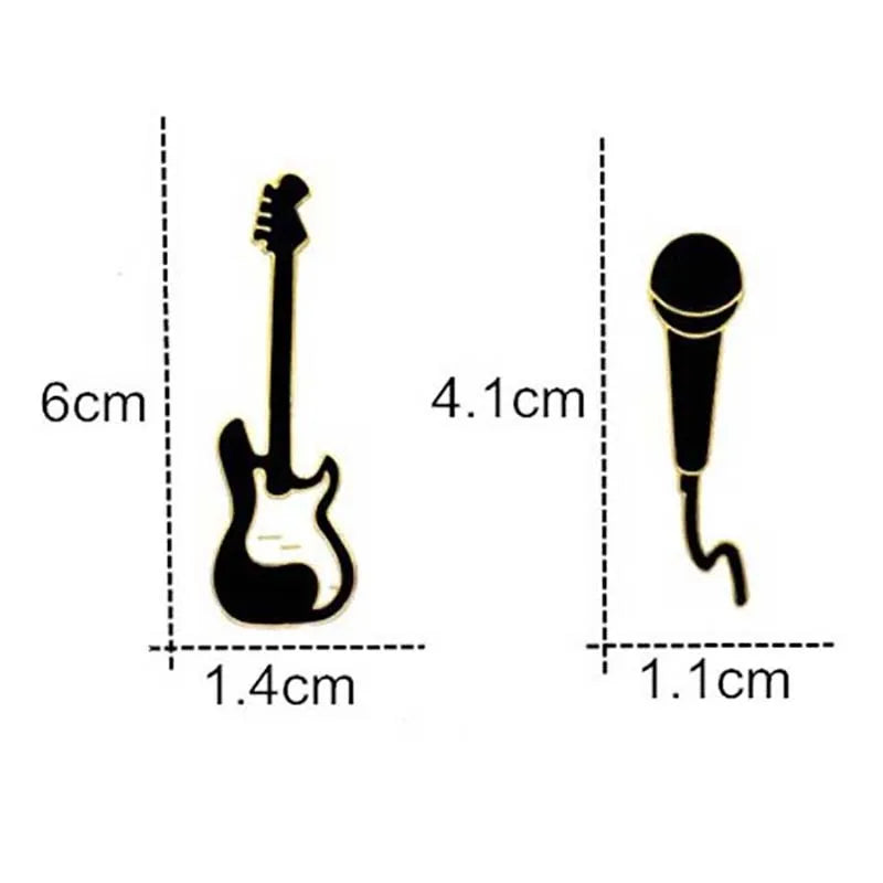 Rock Guitar & Microphone Brooch Pin