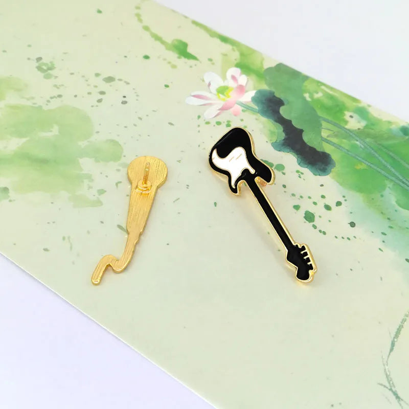 Rock Guitar & Microphone Brooch Pin