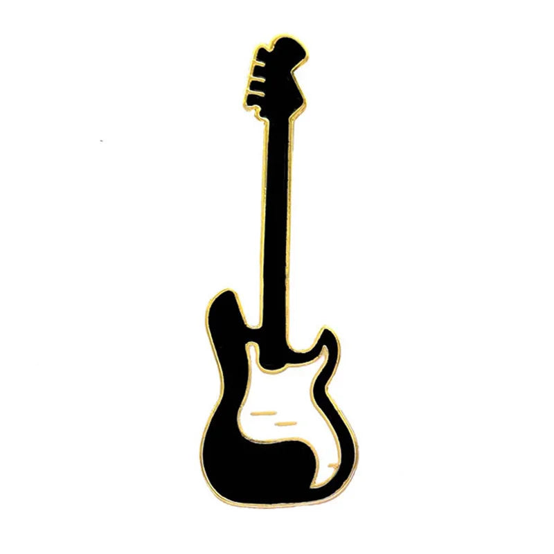 Rock Guitar & Microphone Brooch Pin