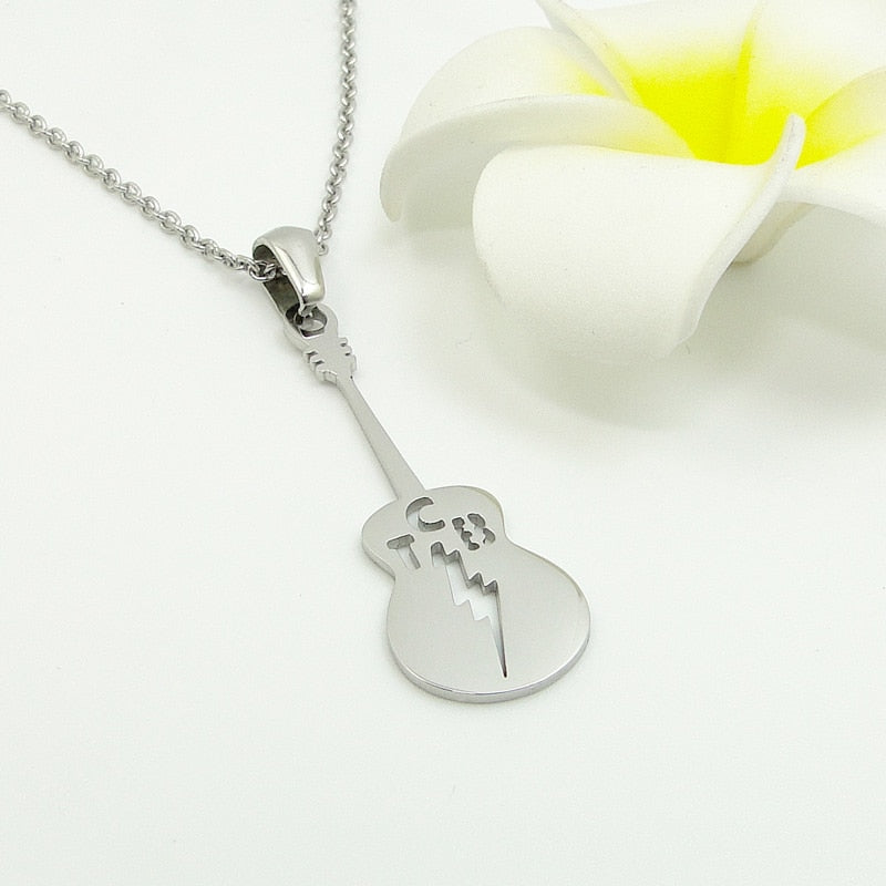 Lightning Guitar Pendant Necklace