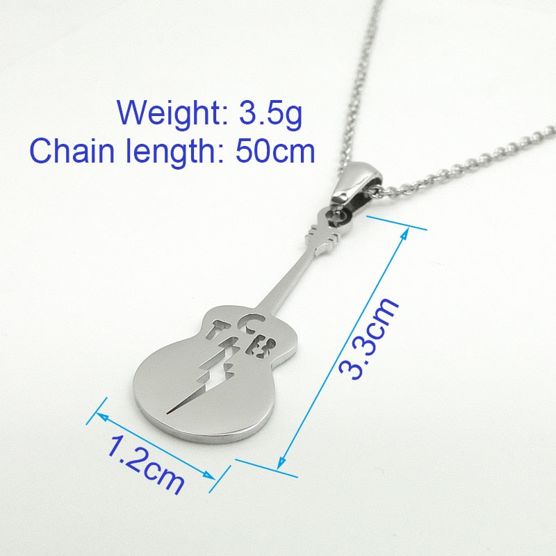 Lightning Guitar Pendant Necklace