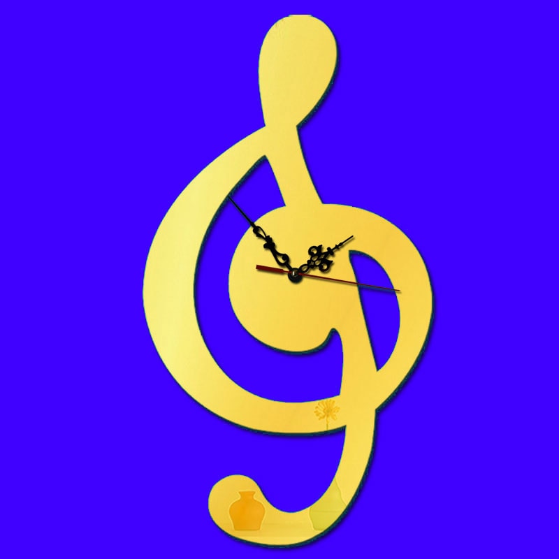 DIY Mirror Music Notes Wall Clock