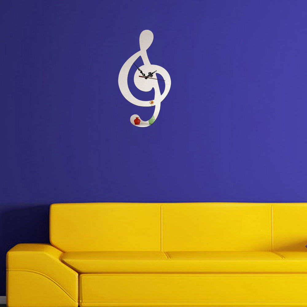 DIY Mirror Music Notes Wall Clock