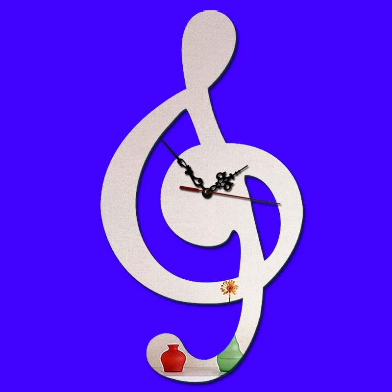 DIY Mirror Music Notes Wall Clock