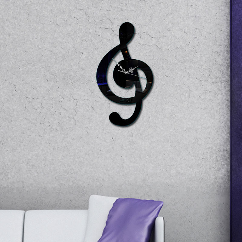 DIY Mirror Music Notes Wall Clock