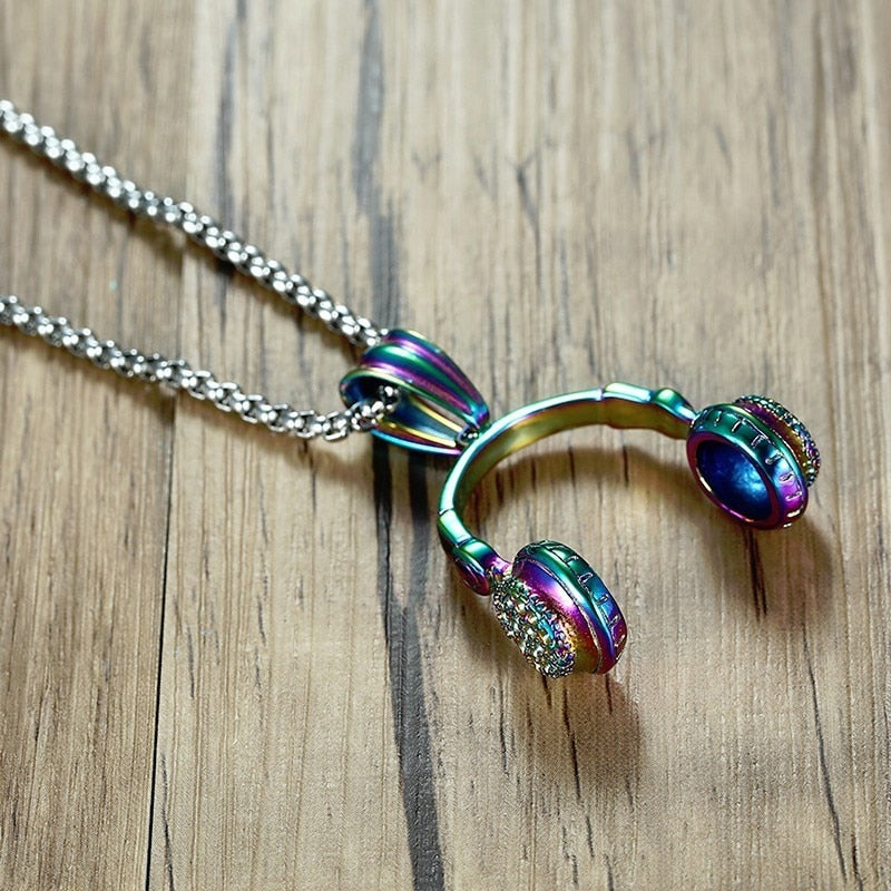 Music Headphone Pendant Necklace