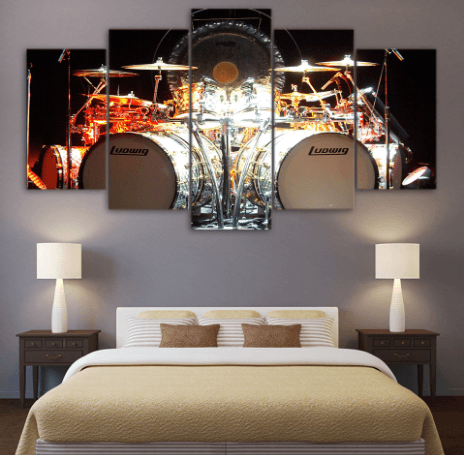 5 Pieces Silver Drum Set Canvas Art