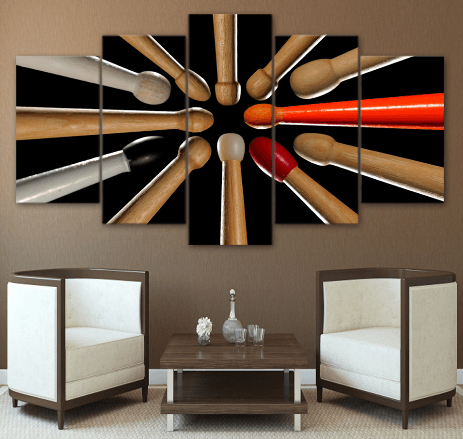 5 Pieces Star Drumsticks Canvas Art
