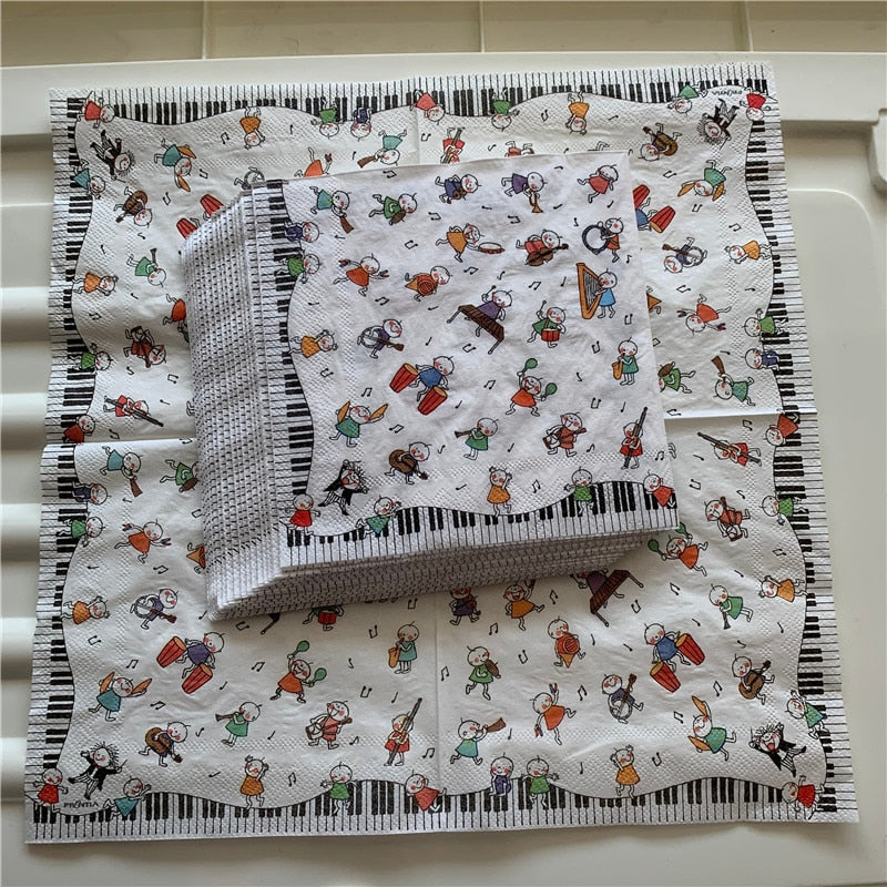 20pcs Cute Kids Musicians Napkins