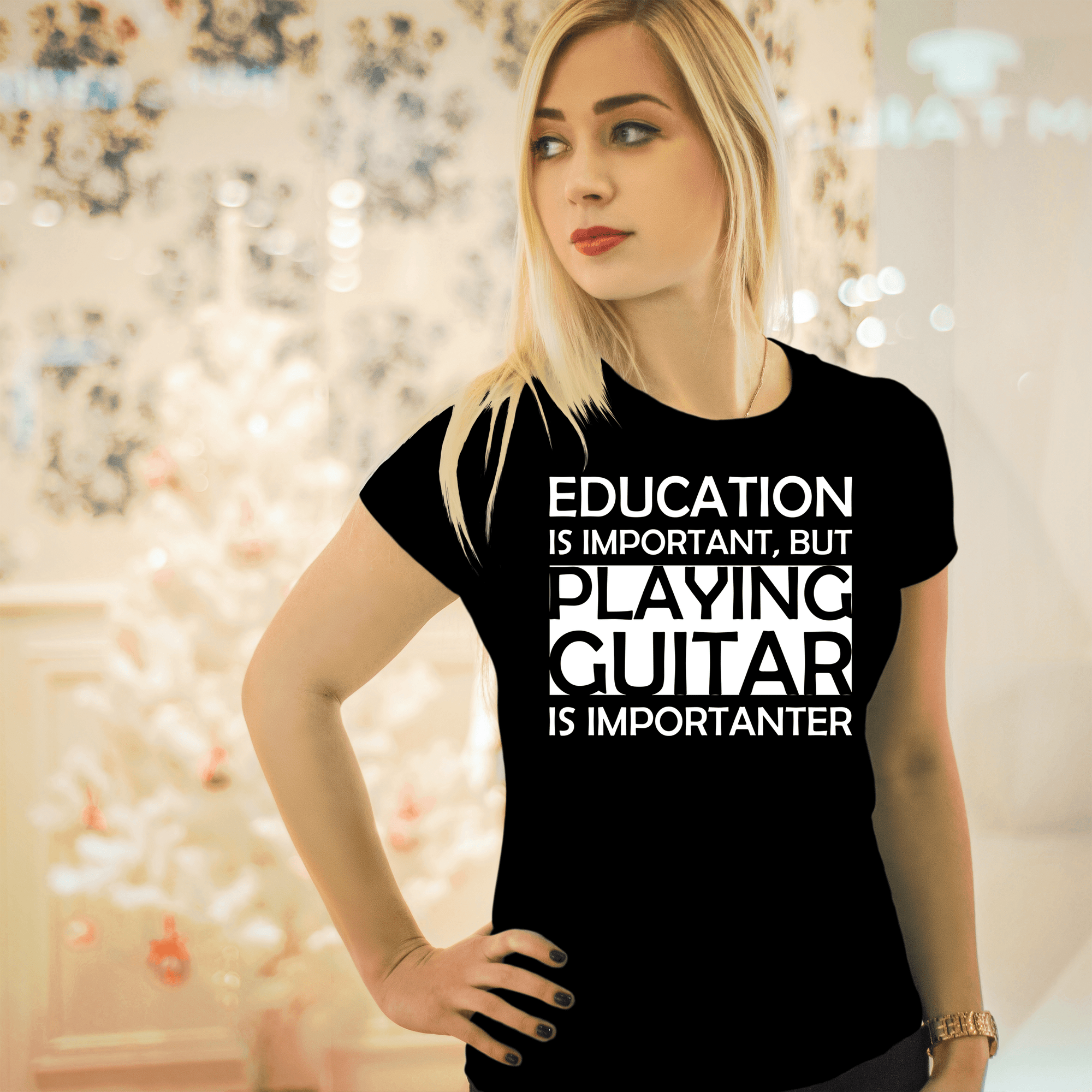 Education Is Important, But Playing Guitar Is Importanter T-Shirt - Artistic Pod Review