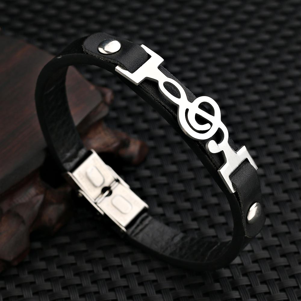Musical Notes Genuine Leather Bracelet