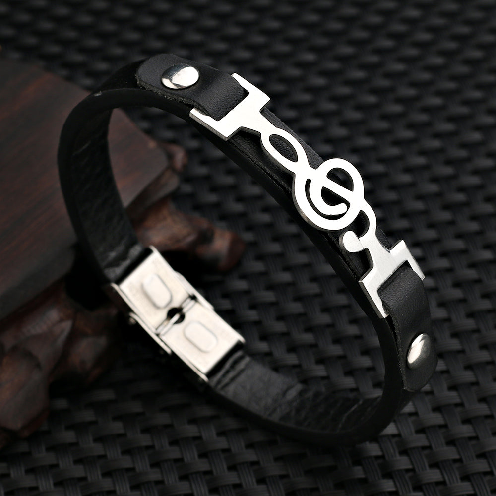 Free - Musical Notes Genuine Leather Bracelet - Artistic Pod Review